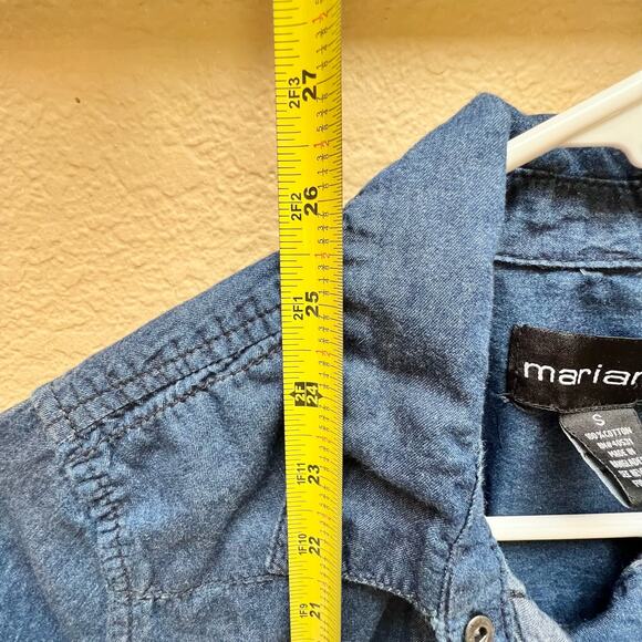 Marianne Womens Long Sleeve Blue Jean Shirt Size S - Picture 6 of 9